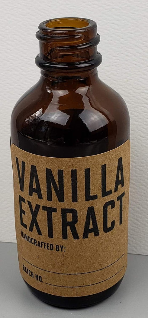 Vanilla Extract Labels on Kraft Paper (Handcrafted) - 12 Pack