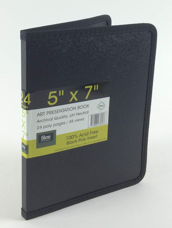 Filexec Products Art Presentation Book, 5"x7", 24Page/48 Views, Pack of 2, Black