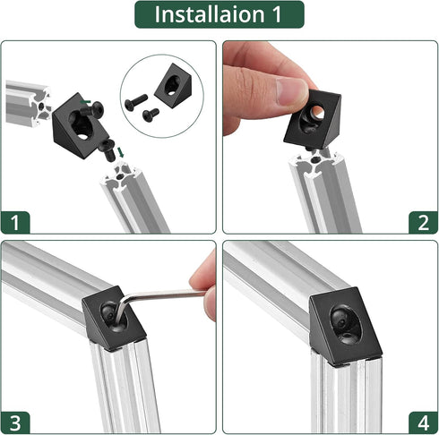 JiGiU 10PCS Triangle Angle Sharp Corner Bracket, Black Connector for 6mm Slot Aluminum Extrusion Profile