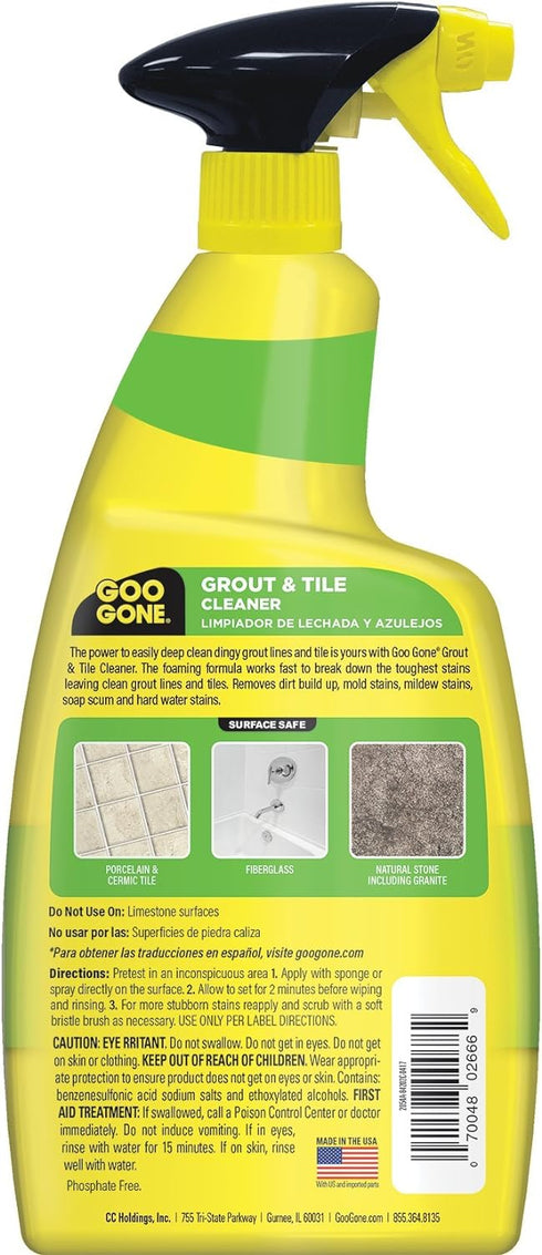 28 pack 2 Goo Gone Grout and Tile Cleaner - Ounce - Removes Tough Stains Dirt Caused by Mold Mildew Soap Scum and Hard