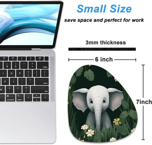 Rimilak Small Mouse Pad 6 x 7 Inch, Irregular Mini Mouse Pad with Non-Slip Rubber Base, Waterproof Compact Mouse Mat for Laptop Computer Wireless Mouse Keyboard Home Office Travel, Cute Elephant by Rimilak