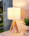 EDISHINE Small Cute Table Lamp, Wood Tripod Nightstand Lamp, Mid Century Bedside