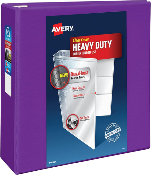 Avery 4 Inch Heavy-Duty View 3 Ring Binder, 1 Purple Binder, One Touch EZD Rings, 4.5 Inch Spine (79813)