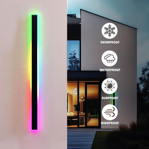 1PC 12In IP66 (1Pack) ASLONG LED RGBW Wall Light with APP Control, Waterproof Smart RGB LED Wall Mount Lighting