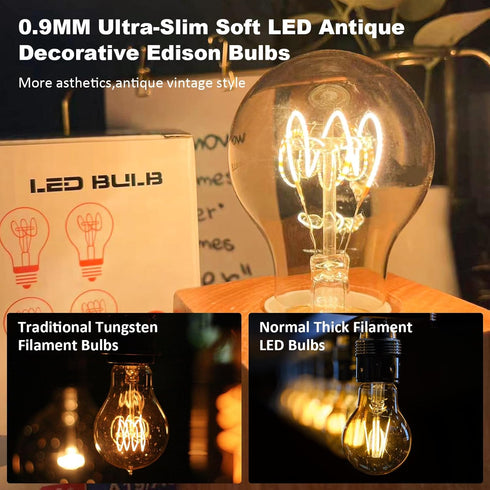 A19 E26 Bulbs 40 Non-Dimmable, 2200K Bulbs, 4W A19 Bulb 40 4 PACK Bulbs, 90+ Vintage LED Edison Light Watt, Amber Warm