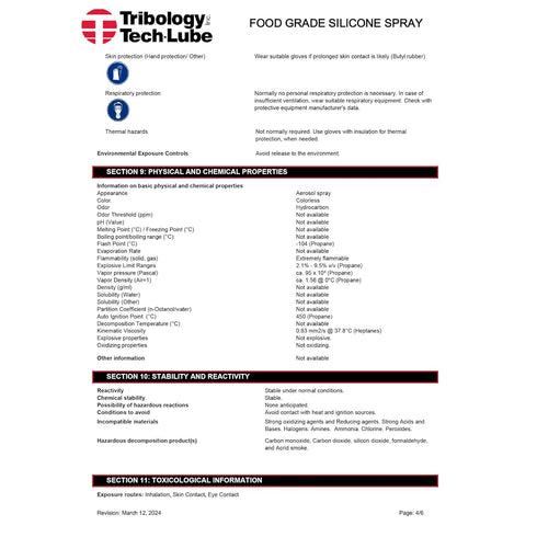 H1 Tribology Tech-Lube Silicone Aerosol Spray, NSF Certified, Multi-Purpose Lubricant, Waterproof, Protects Against