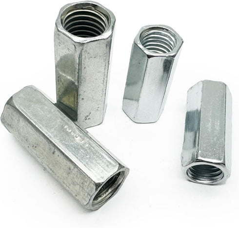 M8 x 1.25-Pitch Long Rod Metric Hex Coupling Nut, 28mm Length, 10 Pack, Zinc Plated