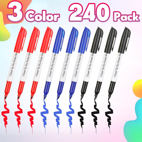 Sepamoon 240 Pack Dry Erase Markers Bulk, Low Odor Chisel Tip Whiteboard Markers for School Office