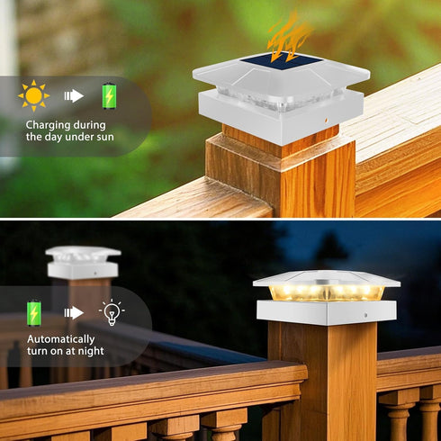 4x4 3 4x4 3.5x3.5 Peasur Solar Post Cap Lights Outdoor with Lighting Modes, LED Post Light Solar Powered Waterproof