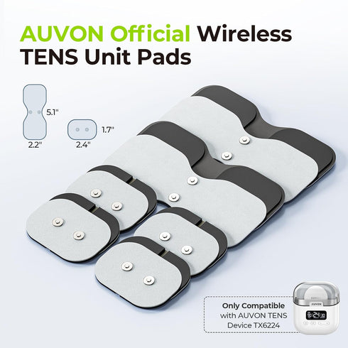 TX6224, 12-Pack 2 AUVON Official Wireless TENS Unit Electrode Pads Only Compatible with AUVON Wireless TENS Device