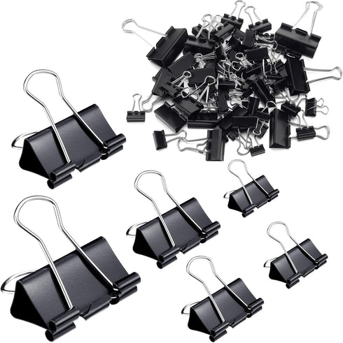 Yexiya 1000 Pcs Binder Clips Bulk, Assorted Sizes Black Paper Clips for School Teachers and Office Supplies