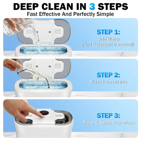 48KHz 400ML, Ultrasonic Cleaner, Jewelry Cleaner Ultrasonic Retainer Cleaner for Eyeglasses Rings Watch Band Necklace