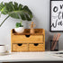 VERGOODR Rustic Distressed White 3-Tier Bamboo Desk Organizer with 3 Drawers, Mini Storage Shelf for Office Supplies