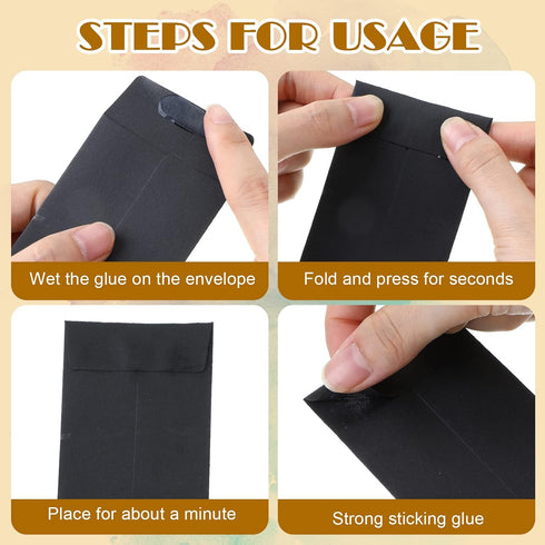 Geyee 500 Pcs Small Coin Envelopes, Self Adhesive Mini Envelopes for Cash, Black, 2.25 x 3.5 Inch