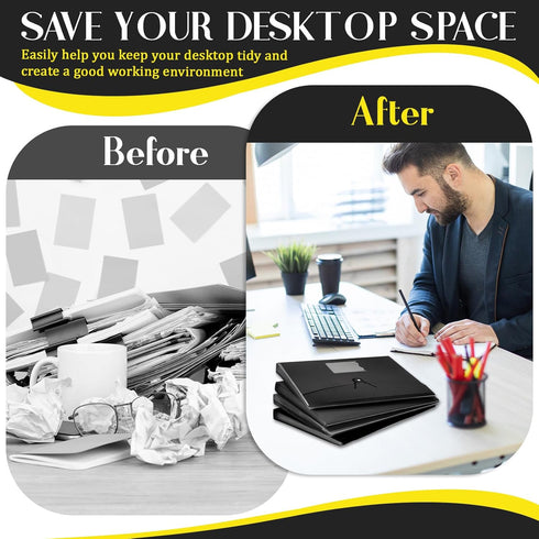 Glenmal 10 Pcs 7 Pocket File Folders, Expanding Organizer with Labels, A4 Letter Size for Office Use, Black