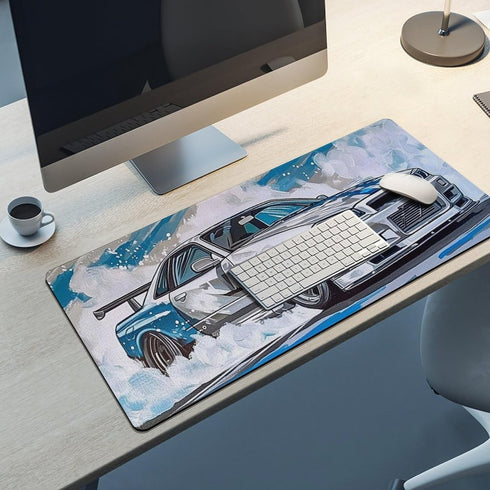 Large Mouse Pad Drift Car JDM Art Desk Mat, 40x90cm Rubber Gaming Office Organizer Supplies for Computer