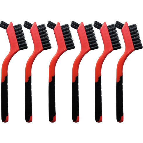 6-Pack Nylon Cleaning Brushes - Non-Scratch Nylon Bristles for Delicate Surfaces &