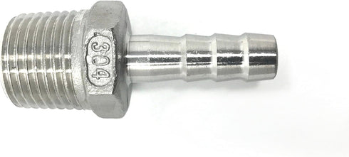 CONCORD 304 Stainless Steel 3/8" Barb Hose to 1/2" NPT Home Brew Fitting, 2 Pack