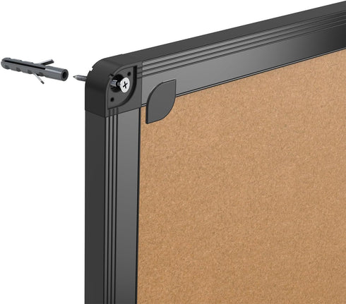 VIZ-PRO Cork Bulletin Board 36 X 24 Inches, Cork Notice Board with Black Aluminium Frame