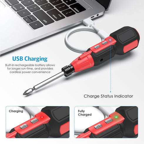 AMIR Cordless Power Screwdriver, Rechargeable Electric Screwdriver Set, Portable Home Repair Tool Kit