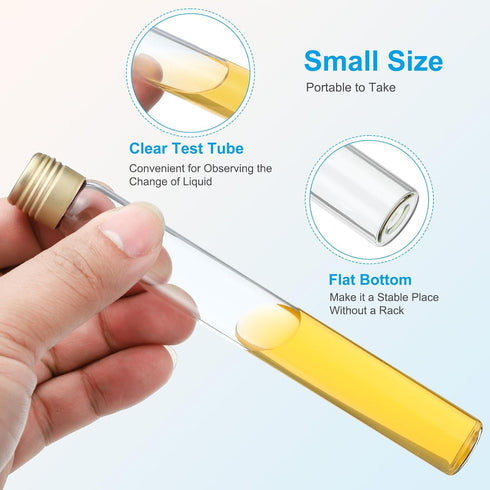 PATIKIL 50pcs 25ml Test Tubes, Glass Clear Round Bottom Containers with Aluminum Cap for Storage