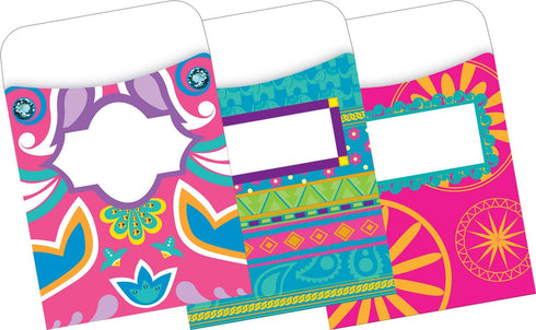 Barker Creek Peel & Stick Library Pockets, Bohemian, 3 Designs, 30 per Pkg (3-1/2" x 5-1/8")