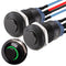 APIELE 12mm Momentary Push Button Switch, Pre-Wired 150mm High Round Head (Black Aluminum, Green)