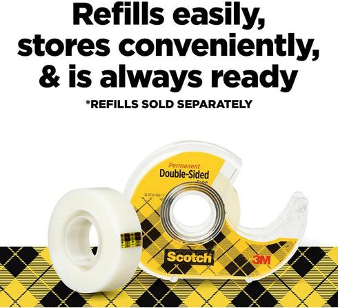 Scotch 136 Double-sided Tape with Dispenser, Permanent, 1/2-Inch x 250-Inch