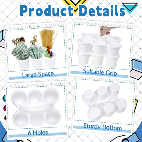 6 Pack 6 Classroom Caddy with Handle Plastic Storage Caddy Organizer with Compartments Drink Cup Caddies Holder