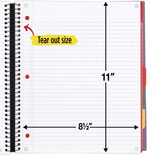 Five Star Spiral Notebook, 5 Subject, College Ruled, 200 Sheets, 8-1/2" x 11", Purple, Advance Notebook with Spiral