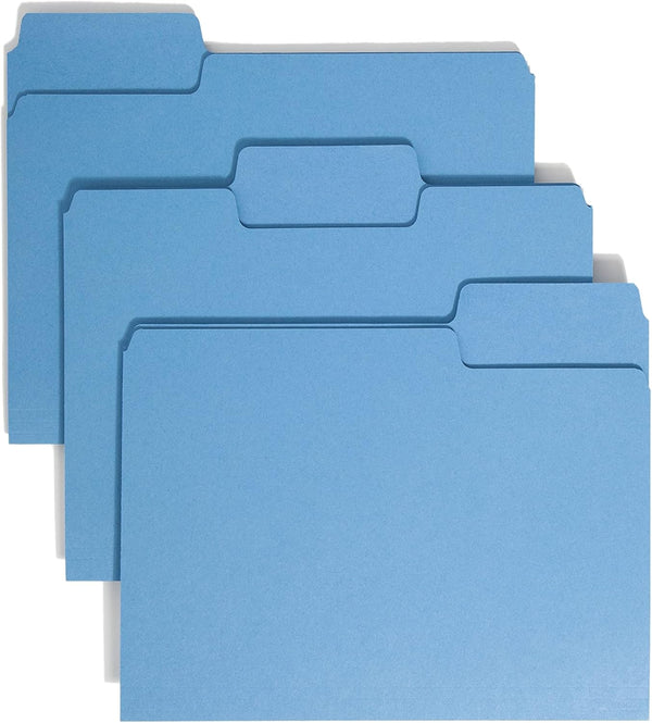Smead SuperTab File Folder, Blue, Oversized 1/3-Cut Tab, Letter Size, 100 per Box (11986)