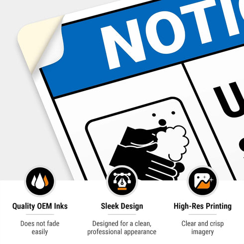 10x7 Inches, 4 Notice Use Hand Sanitizer Sign, Mil Vinyl Decal Stickers Weather Resistant, Made in USA