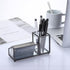 Hipiwe Glass Business Card Holder, Metal Pen Pencil Storage for Desk, Clear Business Card Display Organizer (Black)