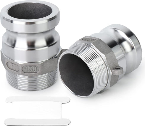 TAISHER 2PCS Aluminum Cam & Groove Hose Fittings, 1-1/2" Plug x 1-1/2" NPT Male, Global Type F