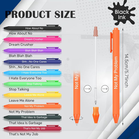 Yeaqee 40 Pcs Funny Ballpoint Pens Set Swear Word Daily Pens Novelty Pens Dirty Cuss Word Rude Complaining Quotes Pens for Christmas gift Colleague Coworker Office Supplies, Black Ink(Work Sucks) by Yeaqee