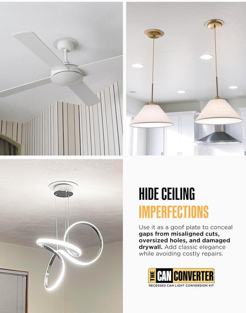 The Can Converter 5" 6" Ceiling Medallion for Recessed Can Light Home Improvement Decorative Steel Flat Goof Ring
