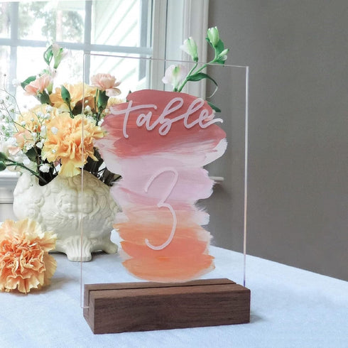 UNIQOOO 5 Pack Rustic Table Numbers Display Stands | Acrylic Sign Holders | Place Card Holder for Wedding Party Events