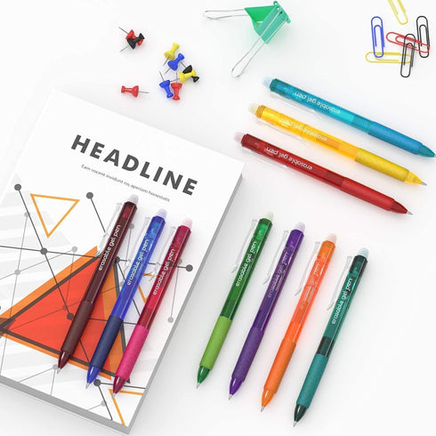 Erasable Gel Pens - 15 Colors Retractable Fine Point Pens for Drawing, Writing, and Crossword Puzzles
