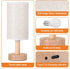 Dimming,Natural Rechargeable Cordless Touch Table Lamp with Stepless Wood Base&Linen Shade,Small Battery Wireless