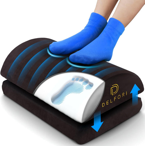 Premium Under Desk Footrest, Ergonomic Memory Foam Foot Rest for Home, Office, Gaming Chair, Back Pain Relief