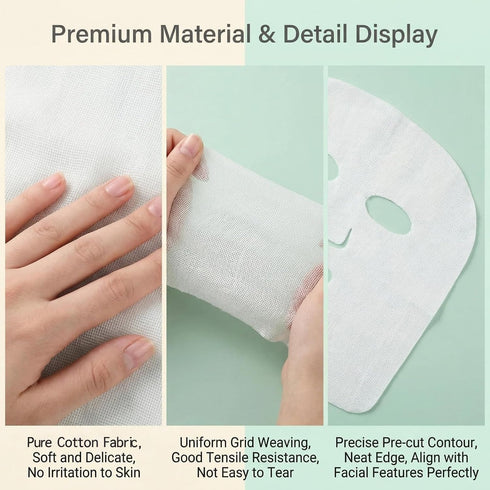 OHEETU 100PCS (11.8 9.8 Inch) White Pre-Cut Gauze Face Masks Soft Net Facial Pads DIY Skin Care for Spa Salon x