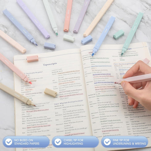 YISAN Aesthetic Pastel Highlighter Pens, 12 Colors Double Tip Bible Highlighters and Pens No Bleed 70924