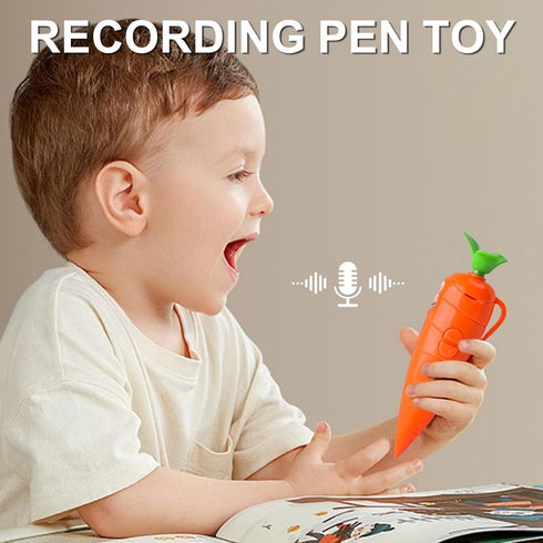 Snugeasy 60-Second (1PCS) Carrot Recorder Pen, Voice Recording Pen for Kids, Smooth-Writing Ballpoint Pens, Learning