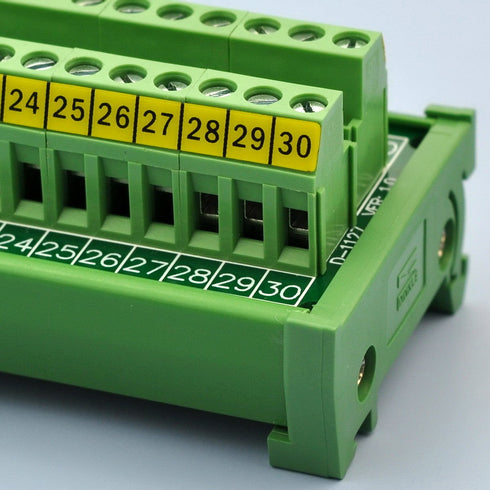 Electronics-Salon DIN Rail Mount 30 Position Screw Terminal Block Distribution Module, 24A / 400V