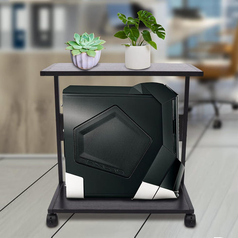 Ageanbri 2-Tier 20kg/44lbs Computer Carts & Machine Stands Rolling Computer Stand Each Layer Max Load-Bearing PC Stand