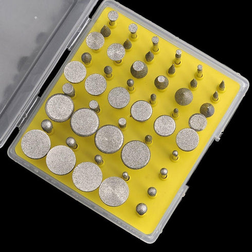 Diamond Burr Set - 50pc for Rotary Tools, Ceramics, Tile, Glass, and Stone Carving