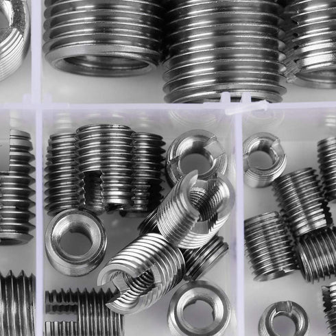50Pcs Stainless Steel Inner Thread Self Tapping Inserts Set - Thread Reinforce Repair Tool with Storage Case