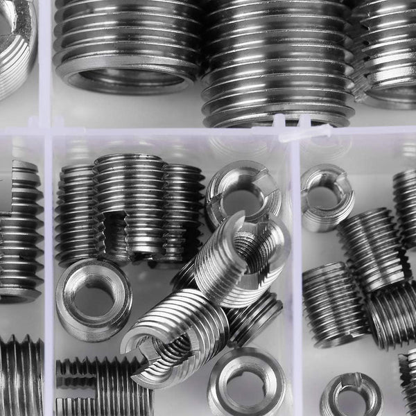 50Pcs Stainless Steel Inner Thread Self Tapping Inserts Set - Thread Reinforce Repair Tool with Storage Case