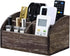 Wood Desk Organizer - Solid Dark Brown Pen Holder for Desktop, No Assembly Needed, Home Office Supplies Storage Box