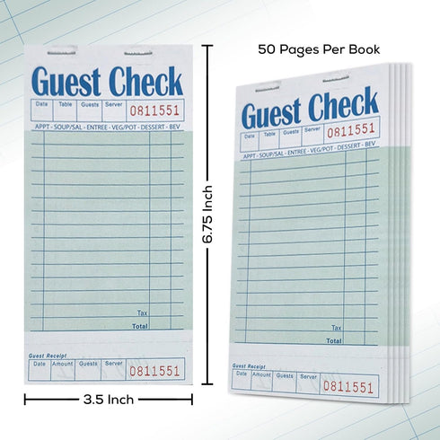 EXITOGLOBAL 30 Pack 1500 50 Sheets/Pack Guest Checks for Servers, Orders Server Note Pads, Server Guest Check Pads